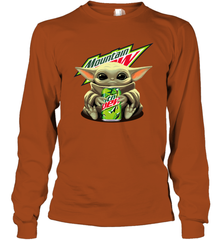 Baby Yoda Hugs Mountain Dew Can Star Wars Shirts Long Sleeve T-Shirt - PrimaryTee