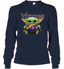 Baby Yoda Loves The Minnesota Vikings Star Wars NFL Shirts Long Sleeve T-Shirt - PrimaryTee