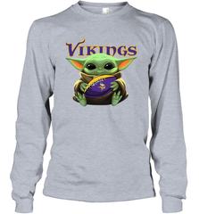 Baby Yoda Loves The Minnesota Vikings Star Wars NFL Shirts Long Sleeve T-Shirt - PrimaryTee
