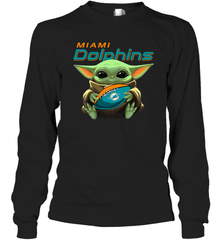 Baby Yoda Loves The Miami Dolphins Star Wars NFL Shirts Long Sleeve T-Shirt - PrimaryTee