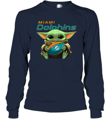 Baby Yoda Loves The Miami Dolphins Star Wars NFL Shirts Long Sleeve T-Shirt - PrimaryTee
