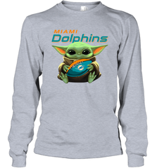 Baby Yoda Loves The Miami Dolphins Star Wars NFL Shirts Long Sleeve T-Shirt - PrimaryTee