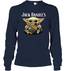 Baby Yoda Hugs Jack Daniel's Bottle Star Wars Shirts Long Sleeve T-Shirt - PrimaryTee