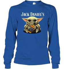 Baby Yoda Hugs Jack Daniel's Bottle Star Wars Shirts Long Sleeve T-Shirt - PrimaryTee