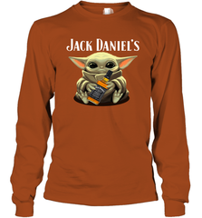 Baby Yoda Hugs Jack Daniel's Bottle Star Wars Shirts Long Sleeve T-Shirt - PrimaryTee