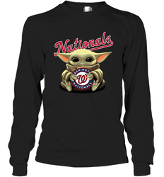 Baby Yoda Hugs The Washington Nationals Shirts Long Sleeve T-Shirt - PrimaryTee