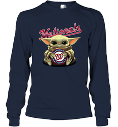 Baby Yoda Hugs The Washington Nationals Shirts Long Sleeve T-Shirt - PrimaryTee