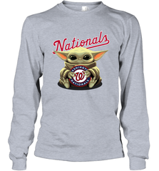 Baby Yoda Hugs The Washington Nationals Shirts Long Sleeve T-Shirt - PrimaryTee