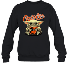 Baby Yoda Hugs The Baltimore Orioles Shirts Sweatshirt - PrimaryTee
