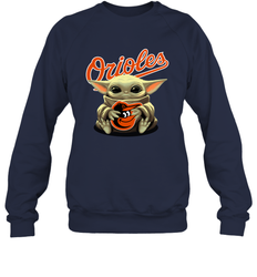 Baby Yoda Hugs The Baltimore Orioles Shirts Sweatshirt - PrimaryTee