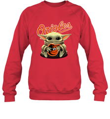 Baby Yoda Hugs The Baltimore Orioles Shirts Sweatshirt - PrimaryTee