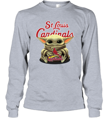 Baby Yoda Hugs The St Louis Cardinals Shirts Long Sleeve T-Shirt - PrimaryTee