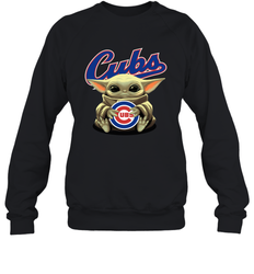 Baby Yoda Hugs The Chicago Cubs Shirts Sweatshirt - PrimaryTee