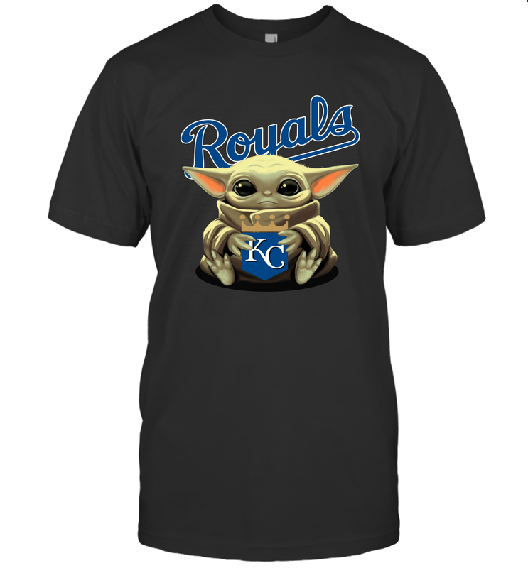 Baby Yoda Hugs The Kansas City Royals Shirts Men's T-Shirt - PrimaryTee