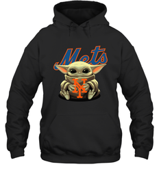 Baby Yoda Hugs The New York Mets Shirts Hoodie - PrimaryTee