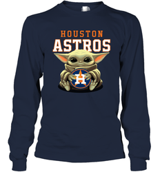 Baby Yoda Hugs The Houston Astros Shirts Long Sleeve T-Shirt - PrimaryTee