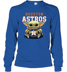 Baby Yoda Hugs The Houston Astros Shirts Long Sleeve T-Shirt - PrimaryTee
