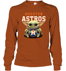 Baby Yoda Hugs The Houston Astros Shirts Long Sleeve T-Shirt - PrimaryTee