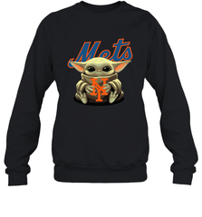 Baby Yoda Hugs The New York Mets Shirts Sweatshirt - PrimaryTee