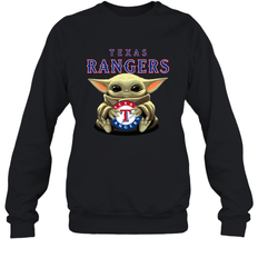 Baby Yoda Hugs The Texas Rangers Shirts Sweatshirt - PrimaryTee