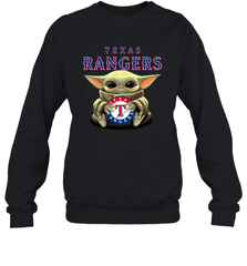 Baby Yoda Hugs The Texas Rangers Shirts Sweatshirt - PrimaryTee