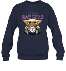 Baby Yoda Hugs The Texas Rangers Shirts Sweatshirt - PrimaryTee