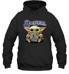 Baby Yoda Hugs The Milwaukee Brewers Shirts Hoodie - PrimaryTee