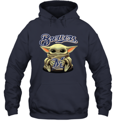 Baby Yoda Hugs The Milwaukee Brewers Shirts Hoodie - PrimaryTee