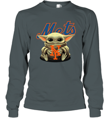 Baby Yoda Hugs The New York Mets Shirts Long Sleeve T-Shirt - PrimaryTee