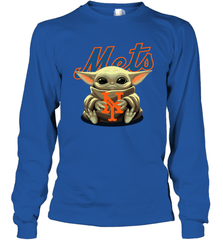 Baby Yoda Hugs The New York Mets Shirts Long Sleeve T-Shirt - PrimaryTee