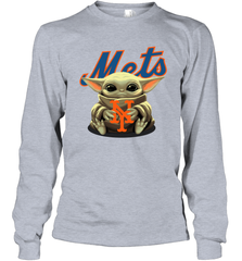 Baby Yoda Hugs The New York Mets Shirts Long Sleeve T-Shirt - PrimaryTee