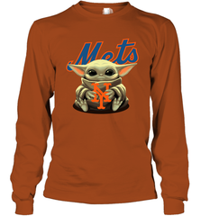 Baby Yoda Hugs The New York Mets Shirts Long Sleeve T-Shirt - PrimaryTee