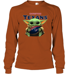 Baby Yoda Loves The Houston Texans Star Wars NFL Shirts Long Sleeve T-Shirt - PrimaryTee