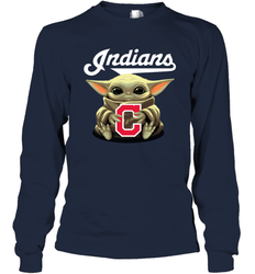 Baby Yoda Hugs The Cleveland Indians Shirts Long Sleeve T-Shirt - PrimaryTee