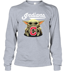 Baby Yoda Hugs The Cleveland Indians Shirts Long Sleeve T-Shirt - PrimaryTee