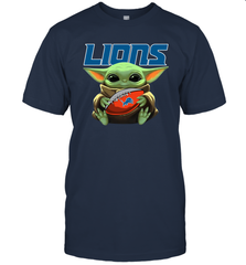 Baby Yoda Loves The Detroit Lions Star Wars NFL Shirts Men's T-Shirt - PrimaryTee