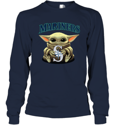 Baby Yoda Hugs The Seattle Mariners Shirts Long Sleeve T-Shirt - PrimaryTee