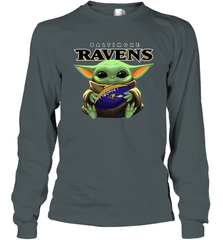 Baby Yoda Loves The Baltimore Ravens Star Wars NFL Shirts Long Sleeve T-Shirt - PrimaryTee