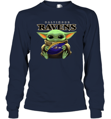 Baby Yoda Loves The Baltimore Ravens Star Wars NFL Shirts Long Sleeve T-Shirt - PrimaryTee