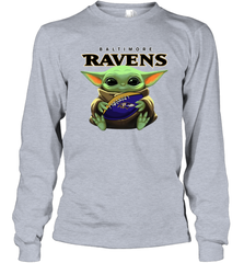 Baby Yoda Loves The Baltimore Ravens Star Wars NFL Shirts Long Sleeve T-Shirt - PrimaryTee