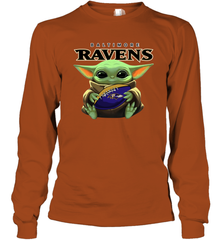 Baby Yoda Loves The Baltimore Ravens Star Wars NFL Shirts Long Sleeve T-Shirt - PrimaryTee