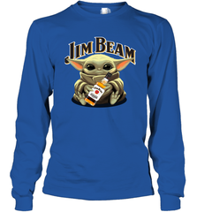 Baby Yoda Hugs Jim Beam Bottle Star Wars Shirts Long Sleeve T-Shirt - PrimaryTee