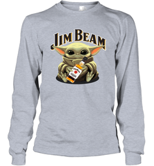 Baby Yoda Hugs Jim Beam Bottle Star Wars Shirts Long Sleeve T-Shirt - PrimaryTee