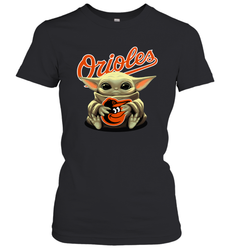 Baby Yoda Hugs The Baltimore Orioles Shirts Women's T-Shirt - PrimaryTee