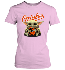 Baby Yoda Hugs The Baltimore Orioles Shirts Women's T-Shirt - PrimaryTee