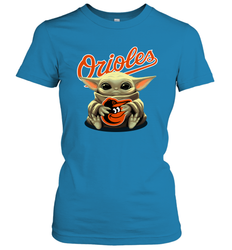 Baby Yoda Hugs The Baltimore Orioles Shirts Women's T-Shirt - PrimaryTee