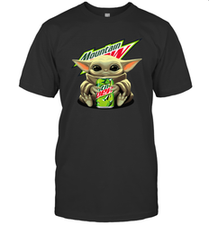 Baby Yoda Hugs Mountain Dew Can Star Wars Shirts Men's T-Shirt - PrimaryTee