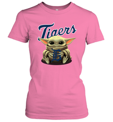 Baby Yoda Hugs The Detroit Tigers Shirts Women's T-Shirt - PrimaryTee
