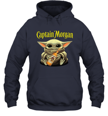 Baby Yoda Hugs Captain Morgan Bottle Star Wars Shirts Hoodie - PrimaryTee