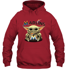 Baby Yoda Hugs The Miami Marlins Shirts Hoodie - PrimaryTee